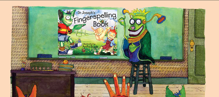 Dr. Joseph's Fingerspelling Book features fun magical fun creatures and poems to help kids learn to read and spell